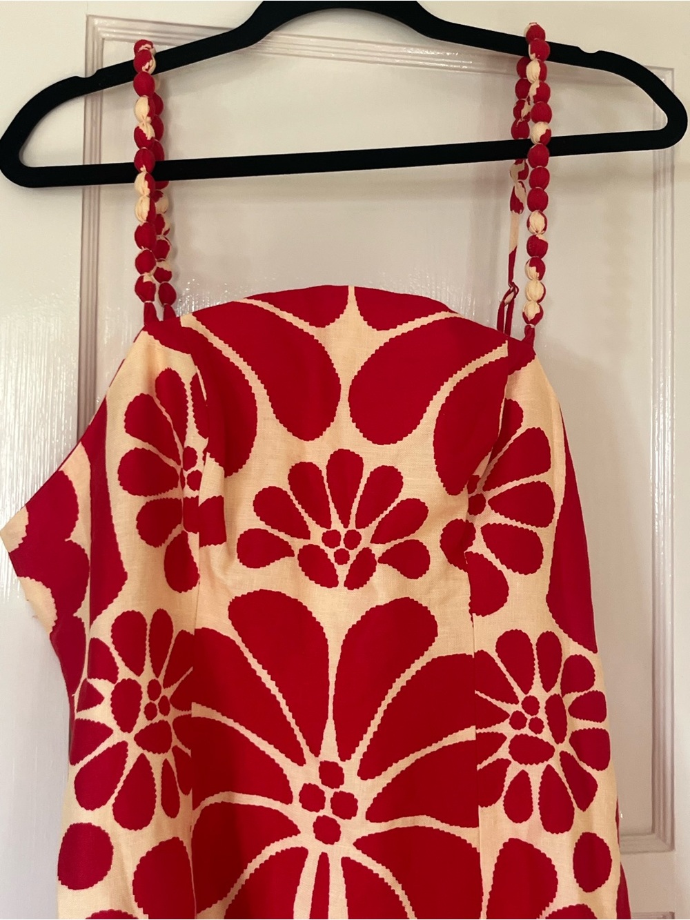 Red and Cream Floral Strap Sundress Palermo Sleeveless MIDI Dress - Picture 7 of 12